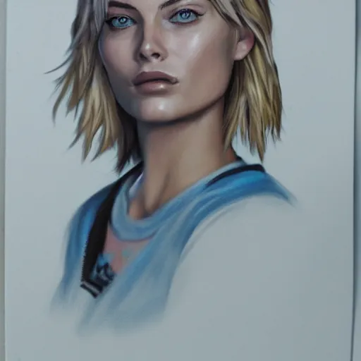 Image similar to portrait of margot robbie as chloe price from life is strange, realistic photograph