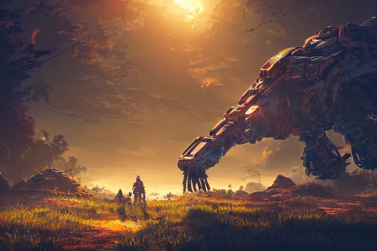 Image similar to shellsnapper machine mecanical creature robot of horizon forbidden west horizon zero dawn radiating a glowing aura global illumination ray tracing hdr fanart arstation by ian pesty and alena aenami artworks in 4 k