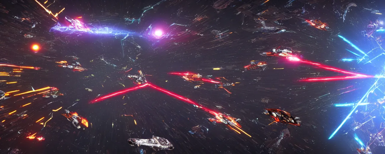 Image similar to Hyperspace Invaders, boss fight, scifi, videogame, shmup, 4K, UHD, HDR