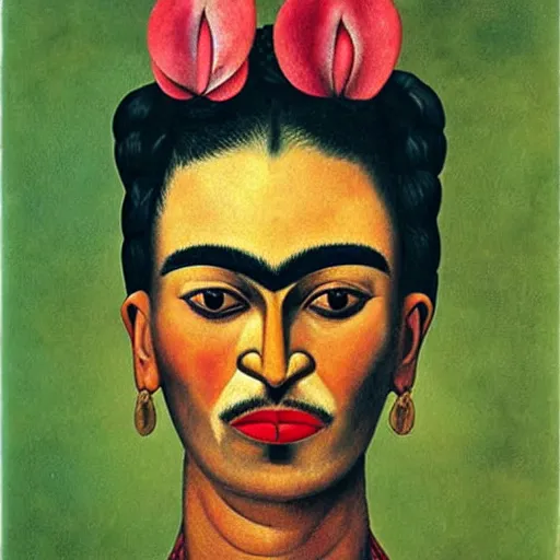 Image similar to a deer with the face of a woman, by frida kahlo