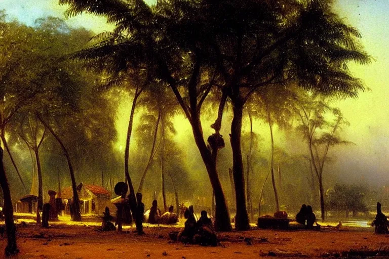 Prompt: oil painting of a kinshasa by albert bierstadt