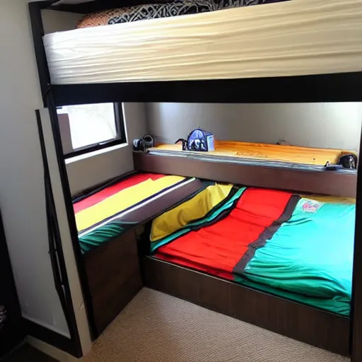 Prompt: a racecar bunkbed, craigslist photo