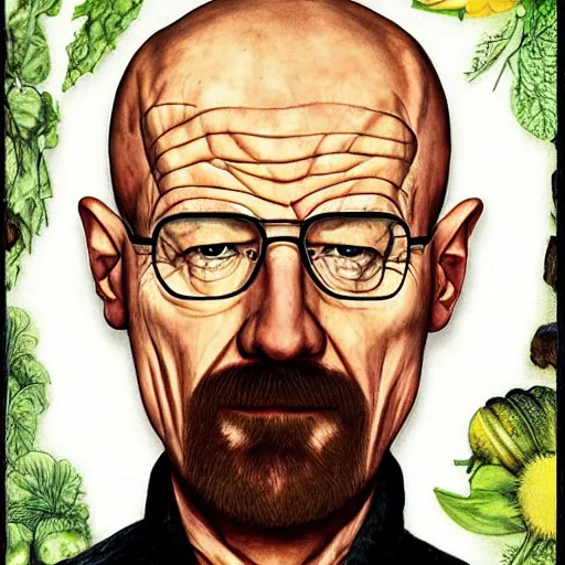 Prompt: walter white in the style of giuseppe arcimboldo
