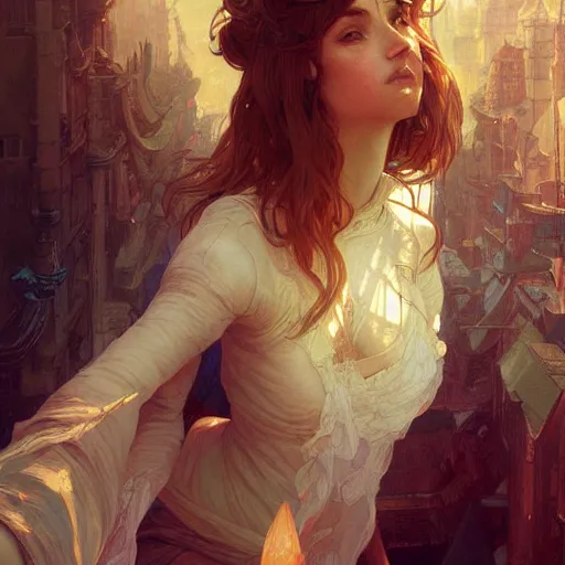 Prompt: Last selfie on earth, intricate, highly detailed, digital painting, artstation, smooth, sharp focus, illustration, art by artgerm and greg rutkowski and alphonse mucha