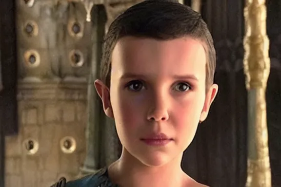 Image similar to “ very photorealistic photo of millie bobby brown in an episode of game of thrones, award - winning details ”