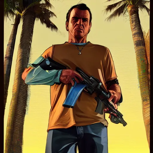 Image similar to Link in GTA V, cover art by Stephen Bliss, artstation