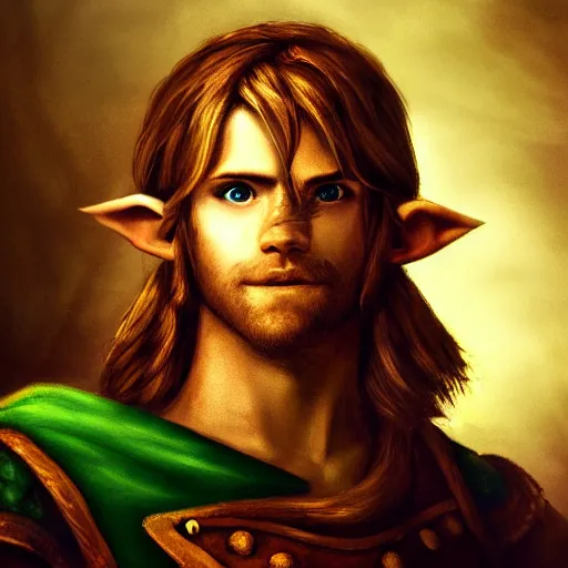 Prompt: A masterpiece ultra detailed portrait of Link from the legend of zelda in the style of Rembrandt, artstation