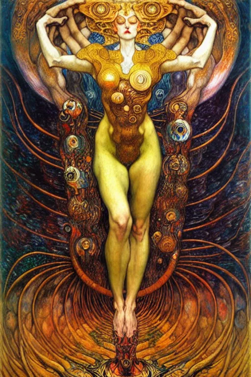 Image similar to Divine Chaos Engine by Karol Bak, Jean Delville, William Blake, Gustav Klimt, and Vincent Van Gogh, symbolist, visionary