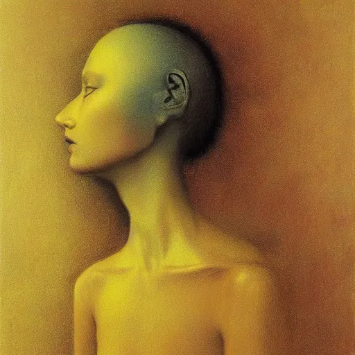 Image similar to portrait of ethereal young crow princess in golden armour by Beksinski