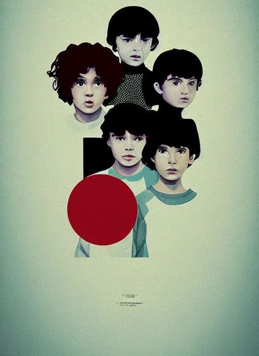 Image similar to poster stylized minimalist kids from cast of stranger things art by kiyoshi awazu, perfectly centred, sharp