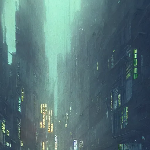 Image similar to movie shot from blade runner, cyberpunk, journey across the urban district | neverland and the gateway between dreams by beksinski, ultra hd rendered