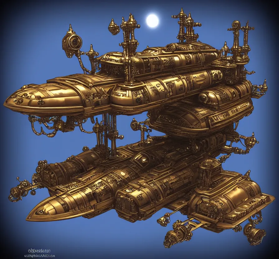 Image similar to symmetric steampunk space ship