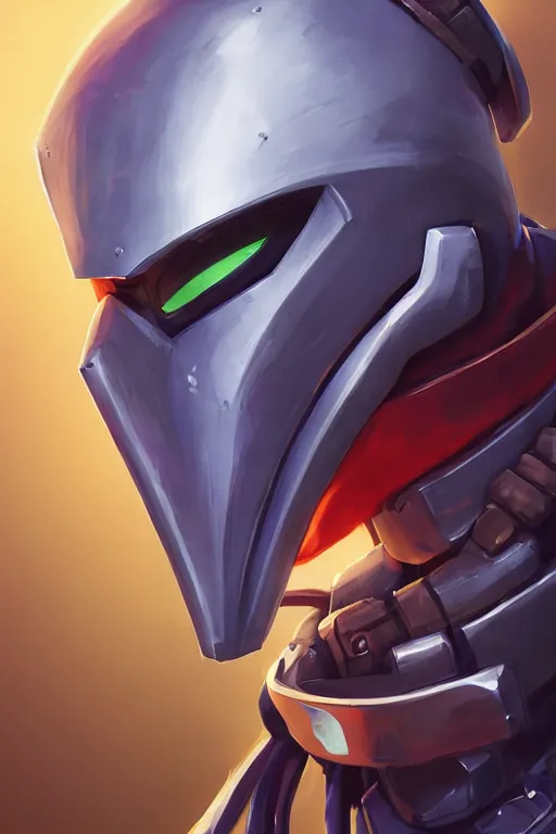 Image similar to epic mask helmet robot ninja portrait stylized as fornite style game design fanart by concept artist gervasio canda, behance hd by jesper ejsing, by rhads, makoto shinkai and lois van baarle, ilya kuvshinov, rossdraws global illumination radiating a glowing aura global illumination ray tracing hdr render in unreal engine 5