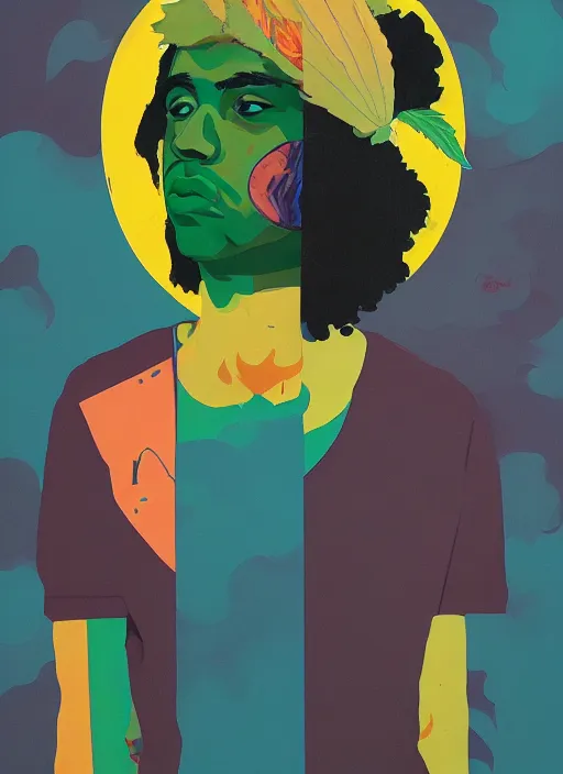 Image similar to profile picture by sachin teng x ofwgkta, weed, marijuana, organic painting, hard edges, masterpiece, smoke, asymmetrical, matte paint, energetic