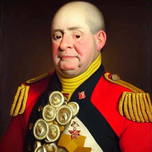 Prompt: facial portrait of the miami heat dictator in military uniform, 1 7 8 0, oil on canvas by william sidney mount, oil on canvas, octane render