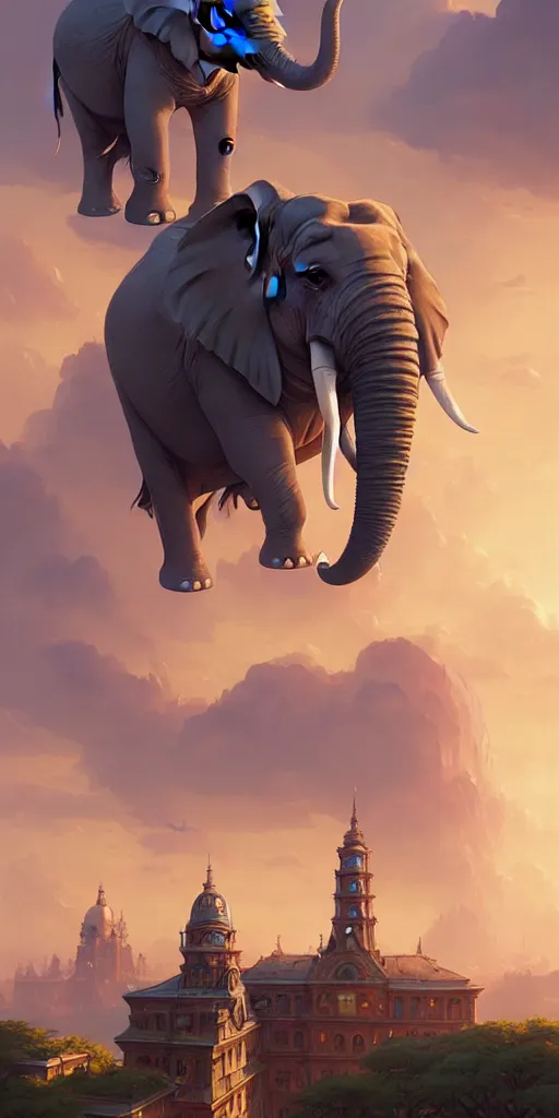 Image similar to a city built on a giant elephant, unreal engine, fantasy art by greg rutkowski, loish, rhads, ferdinand knab, makoto shinkai and lois van baarle, ilya kuvshinov, rossdraws, tom bagshaw, global illumination, soft light, detailed and intricate environment