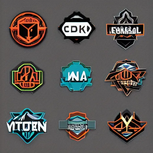 Image similar to multiple concept art logo variants vector stylized 4 k