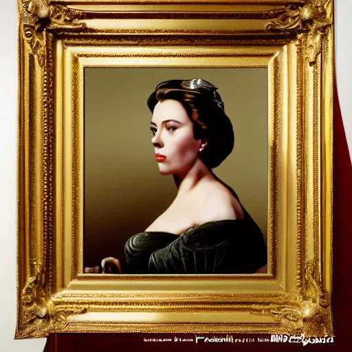 Image similar to frank frazetta portrait of scarlett johansson as queen victoria, full body, 8 k, realistic, photo real, smooth, sharp, intricate detail, hyper detail, dramatic lighting, dramatic shading