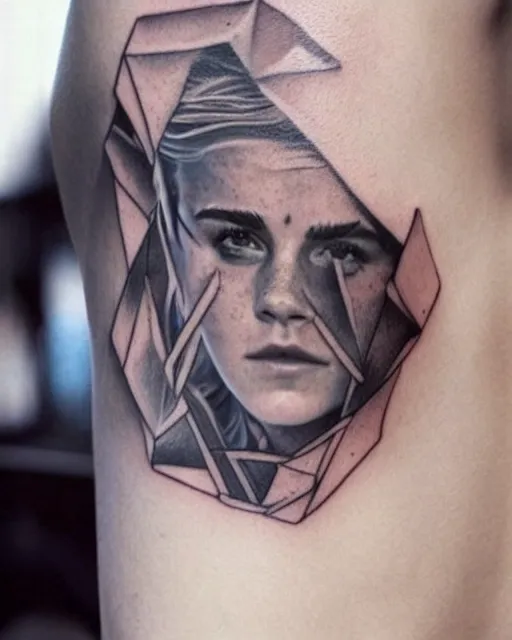 Image similar to emma watson, dope tattoo, hyperrealistic