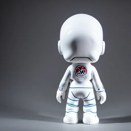 Prompt: an all white art vinyl figure, in the style of kidrobot, sket - one x iamretro, kenny wong x pop mart, space molly, frank kozik, guggimon, studio lighting, subsurface diffusion, 8 k