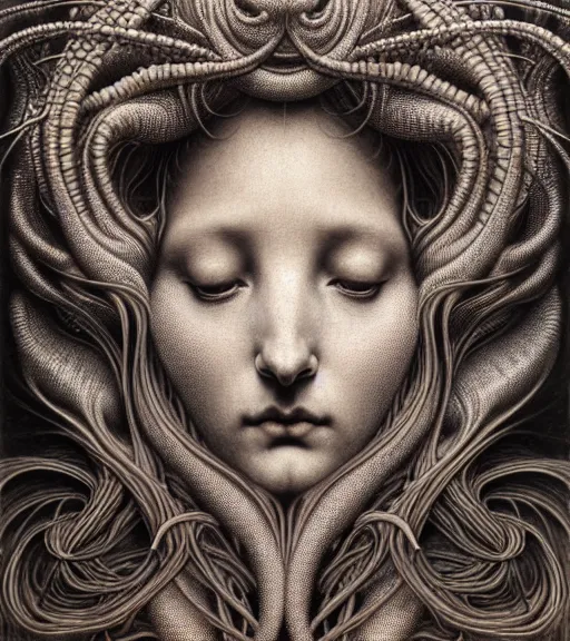 Image similar to detailed realistic beautiful smoke goddess face portrait by jean delville, gustave dore, iris van herpen and marco mazzoni, art forms of nature by ernst haeckel, art nouveau, symbolist, visionary, gothic, neo - gothic, pre - raphaelite, fractal lace, intricate alien botanicals, ai biodiversity, surreality, hyperdetailed ultrasharp octane render