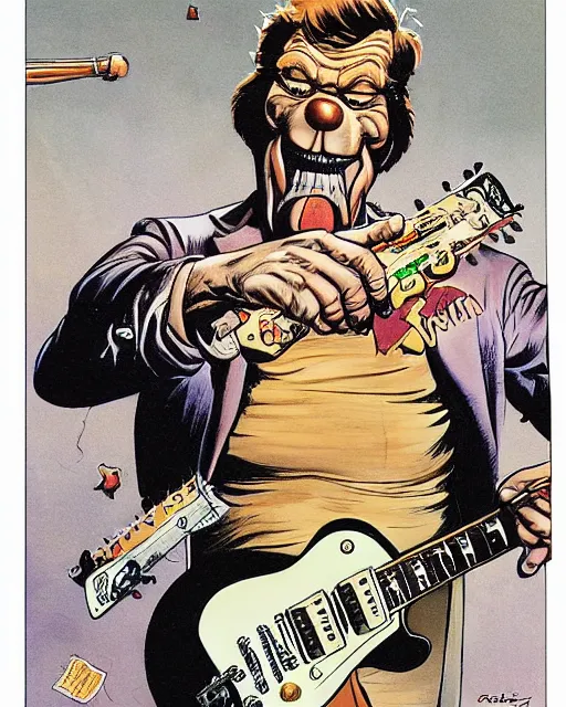 Image similar to garfield ( shredding on a gibson les paul, art by glenn fabry and frank frazetta )