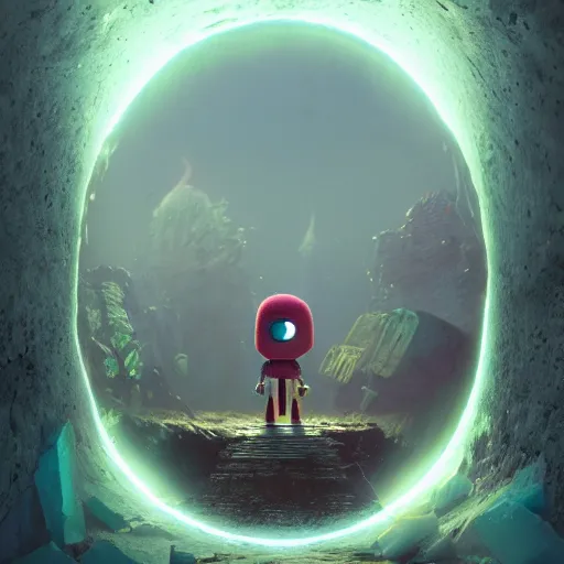 Image similar to portal to multiverse illustration, digital art, inspired by little big planet, by greg rutkowski, sharp, masterpiece, highly detailed, photorealistic, octane render, 8 k, unreal engine 5, trending on artstation, vivid colors