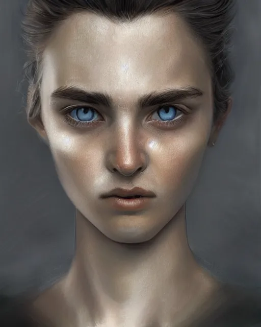 Prompt: centered detailed portrait which looks like from Harry Potter, realistic character concept, identical eyes, gazing eyes, beautiful eyes medium shot, elegant pose, fantasy, illustration, slender symmetrical face and body, artstation, cinematic lighting, hyperdetailed, cgsociety, 8k, high resolution, Tom Richmond, single face, insanely detailed and intricate, beautiful, elegant, golden ratio, dark fractal background, vfx, postprocessing, alluring:2, blur, gray:-1