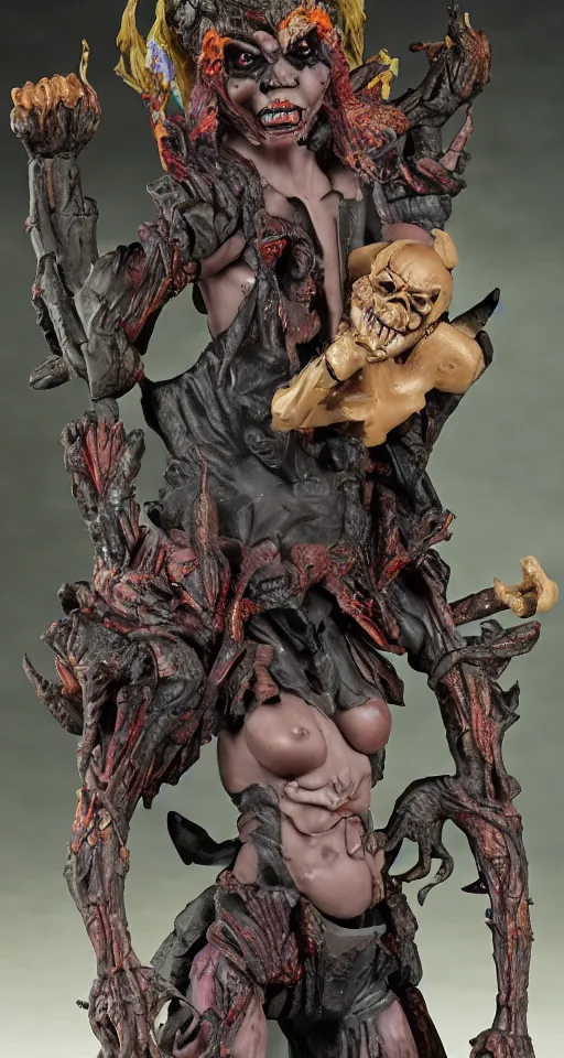 Image similar to craxula, the filipina demon from hell, actionfigure with play set with coffin and graveyard, smoke, photorealistic, hdr, 8 k, designed by hasbro mezco and yasushi nirasawa