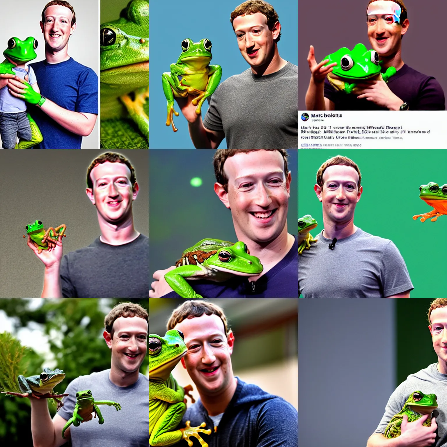 Image similar to mark zuckerberg holding a frog