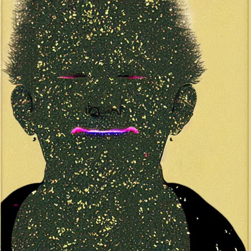 Prompt: hotei budai sketch by egon schiele glitter glitch datamosh minimalism