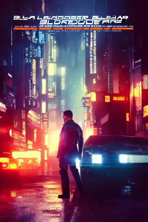 Image similar to Bladerunner 2049 still police officer standing next to white patrol car midnight crossed arms dark night orange street lamps. Bladerunner 2049 (2017) film. style of Roger Deakins Jeremy Saulnier Newton Thomas Sigel Robert Elswit Greig Fraser trending rtx on ue5. 35mm Kodak Vision 2383 gritty atmospheric