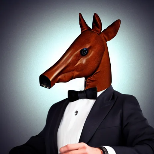 Prompt: an antropomorphic horse wearing a suit smoking a cigar