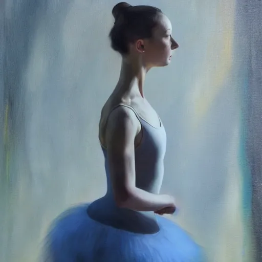 Image similar to portrait of a ballerina, very thick and wet oil paint, 8 k, cinematic light, shadows, reflection highlights in the paint, in the style of joseph lee,