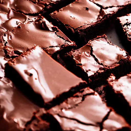 Prompt: a 5 0 mm macro shot of a chocolate fudge brownies, gooey, depth of field, high resolution