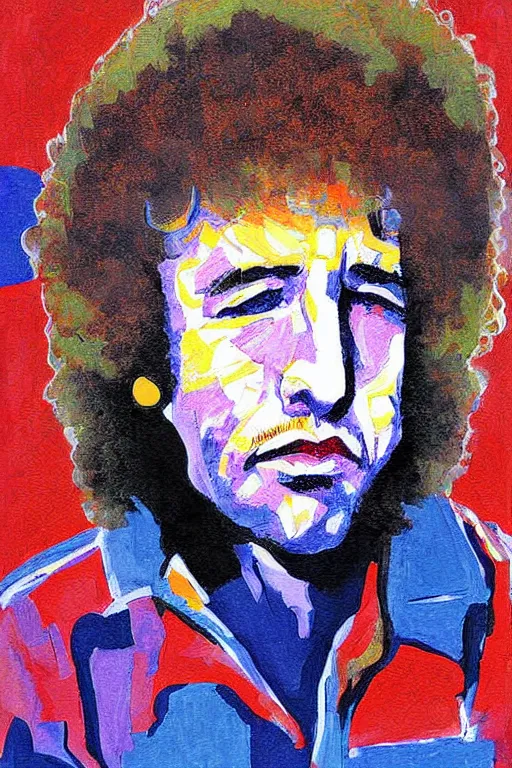 Image similar to Poster artwork, painting of Duane Flowers by Bob Dylan