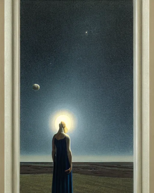 Image similar to gemini, in the void, by the mirror, station, alex colville, otto mueller, stephen conroy, sandro botticelli, andrew newell wyeth, daniel maidman octane rendering