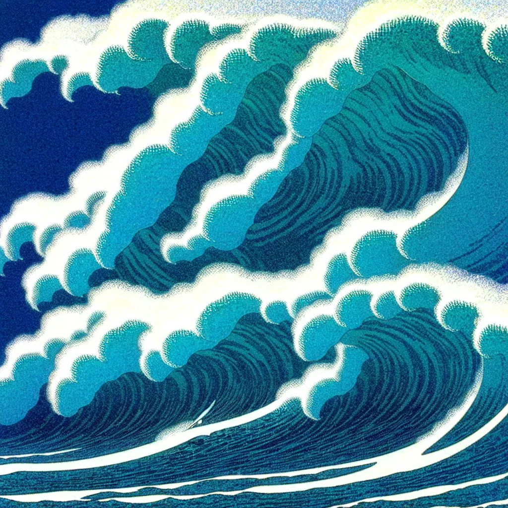 Image similar to ocean wave by moebius