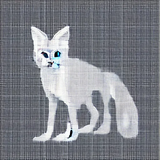 Prompt: Very low poly fox, wireframe retrowave