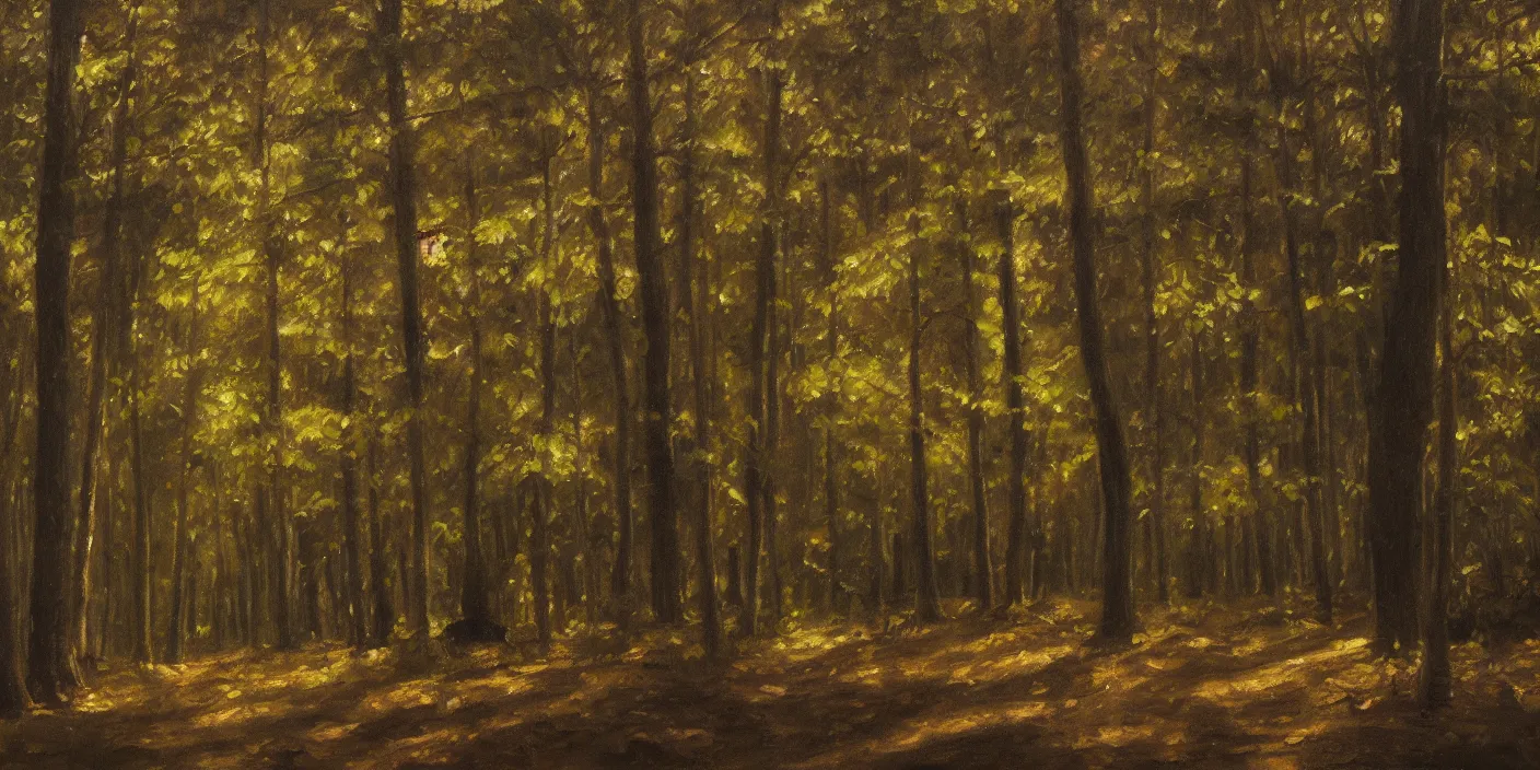 Image similar to woods, cinematic lighting, detailed oil painting, hyperrealistic, 8k