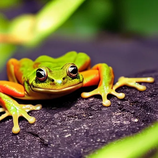 Prompt: photo orange [ frog ]