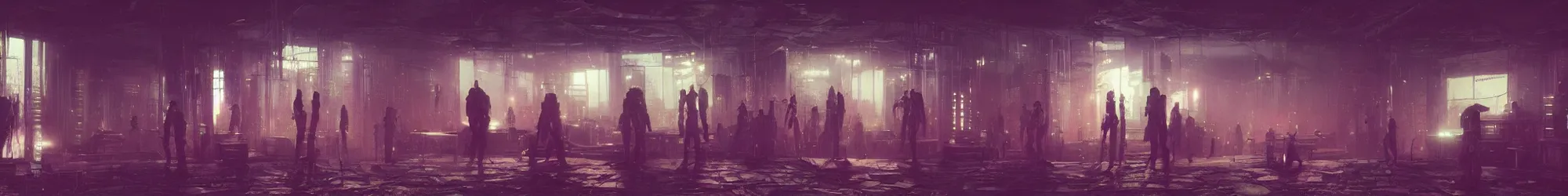 Image similar to photo of cyberpunk night club, Les Edwards, Zdzislaw Beksinski, Carl Gustav Carus, John Harris, Michal Karcz, Zhang Kechun, Mikko Lagerstedt, Scott Listfield, Steven Outram, Jessica Rossier