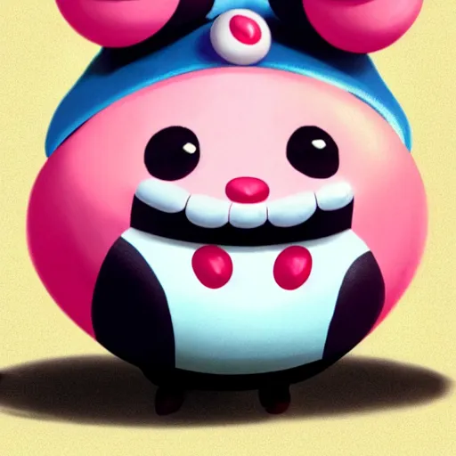 Prompt: The child of Mr Mime and Jiggly Puff