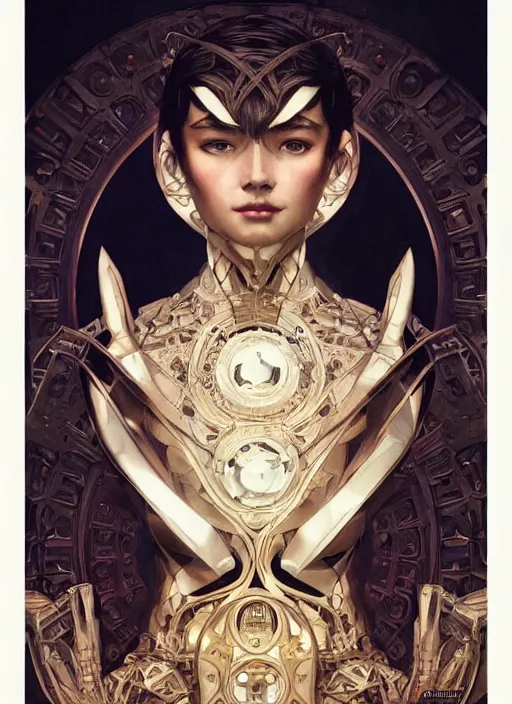 Image similar to mechanical humanoid, masterpiece, intricate, elegant, highly detailed, digital painting, artstation, concept art, smooth, sharp focus, illustration, art by artgerm and greg rutkowski and alphonse mucha and uang guangjian and gil elvgren and sachin teng, symmetry!!, symmetrical, symmetry, mirrored!!!!!