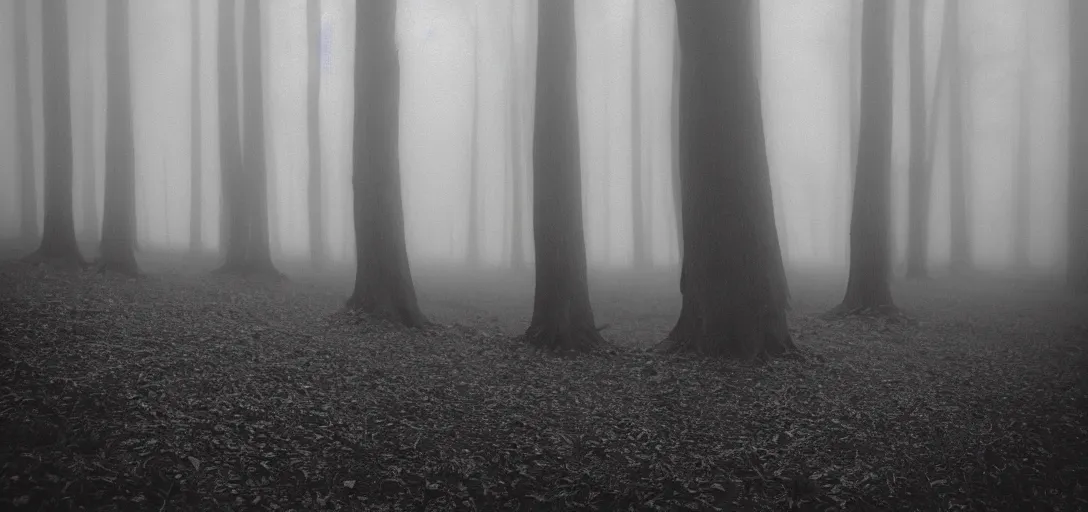 Prompt: hut on chicken legs in foggy wood, monochrome, analogue photo quality, 35mm