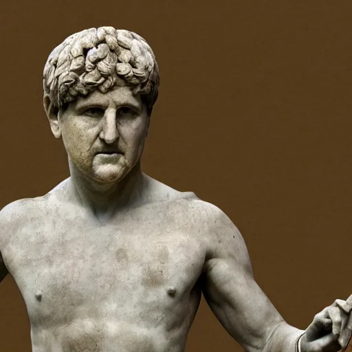 Image similar to peter beardsley as marble statue of ancient roman emperor, created by michelangelo, museum photoshot, 3 d photorealistic render, high resolution, 8 k