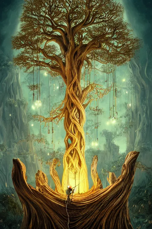 Prompt: a beautiful digital illustration painting of a detailed gothic fantasy fireflies and roots, fantasy tree with heart carved into the bark by giorgio de chirico, and david rios ferreira. 8 k resolution trending on artstation concept art digital illustration