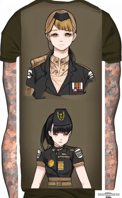 Prompt: shoulder patch design, portrait of soldier girl, award winning manga style, clean logo, military flight squadron insignia, no text, soldier clothing, realistic military gear, 70mm, inspired by shirt designer, made in photoshop, no background, vector line art, by ilya kuvshinov, trending on designed by humans, symbology, realistic human anatomy, highly detailed, high resolution, matte, empty hands, realistic military carrier