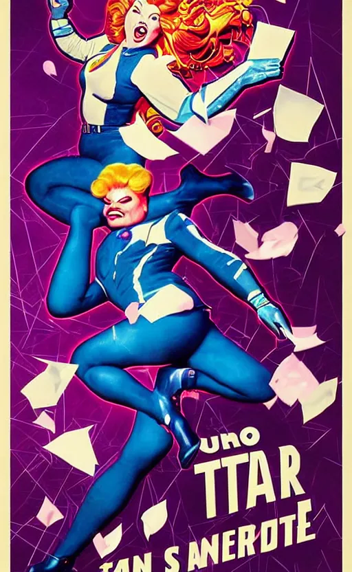 Image similar to rip taylor throwing confetti, retro - futuristic poster style by artgerm and arthur adams, amazing composition