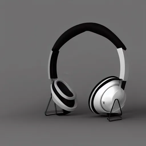 Image similar to wireless headphone stand, futuristic, techno, cyberpunk, product design, render, concept, fun, geometric